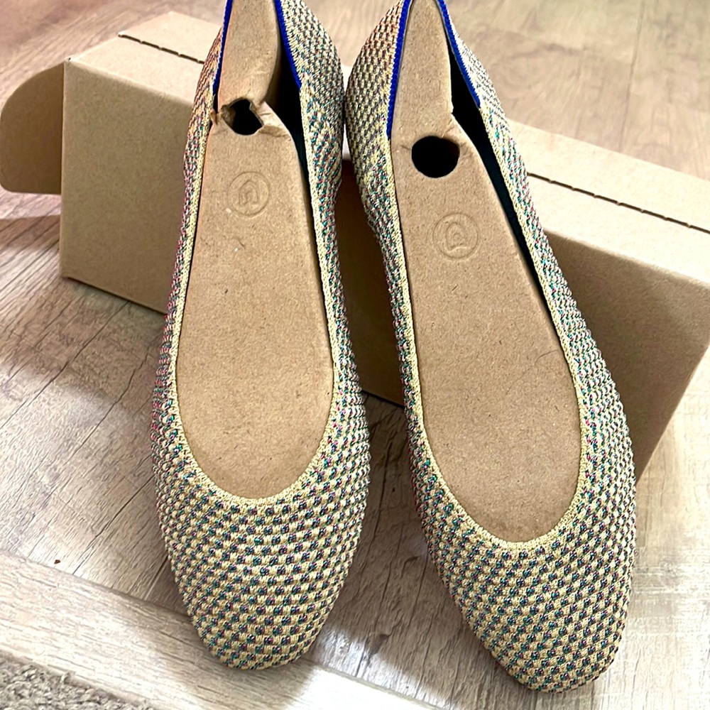 ROTHY’S Limited Ed. Square Toe Metallic Multi Flat